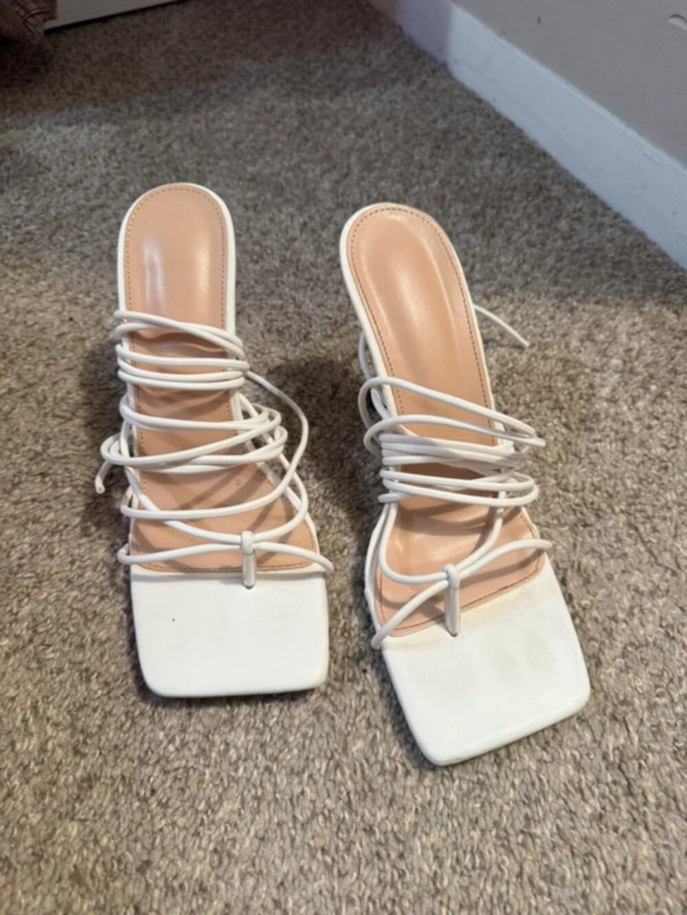 White heels with straps